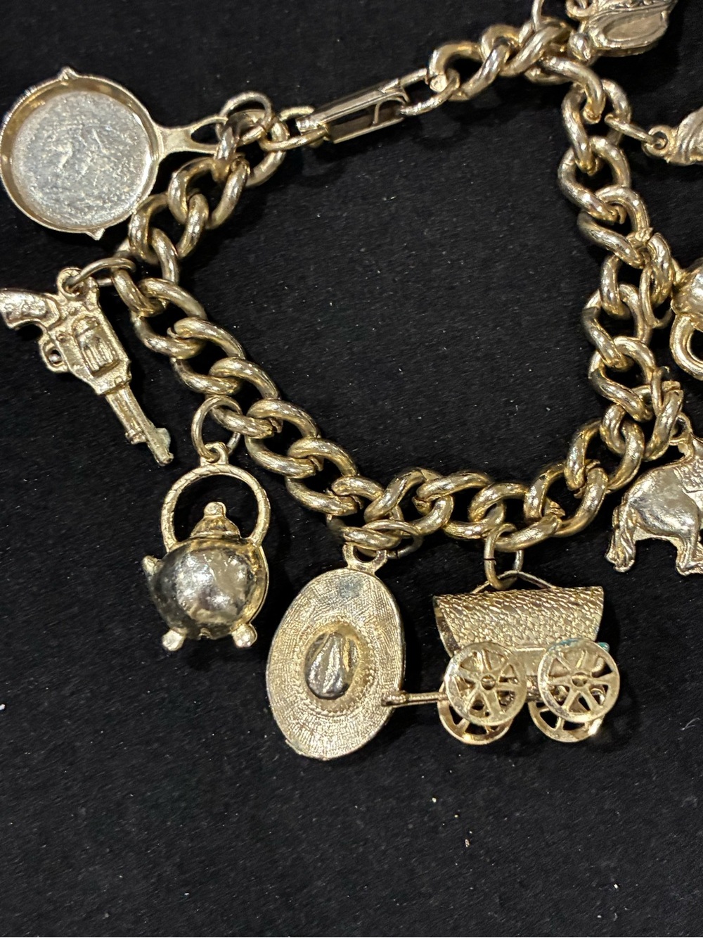 Vintage Gold Tone Western Charm Bracelet - Picture 3 of 6